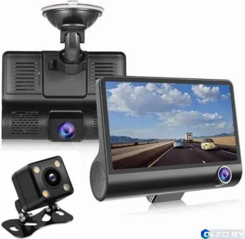 Видеорегистратор LONGLIFE, LCD 4.0", Full HD, 30 к/с, ТРИ камеры